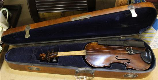 Cased violin